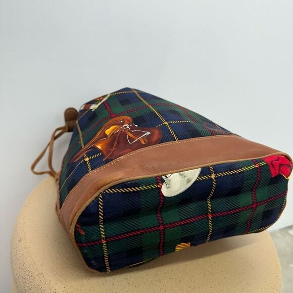 Accessories Unlimited Maine Vintage Plaid Equestrian Printed Canvas Leather Trim - Picture 15 of 16